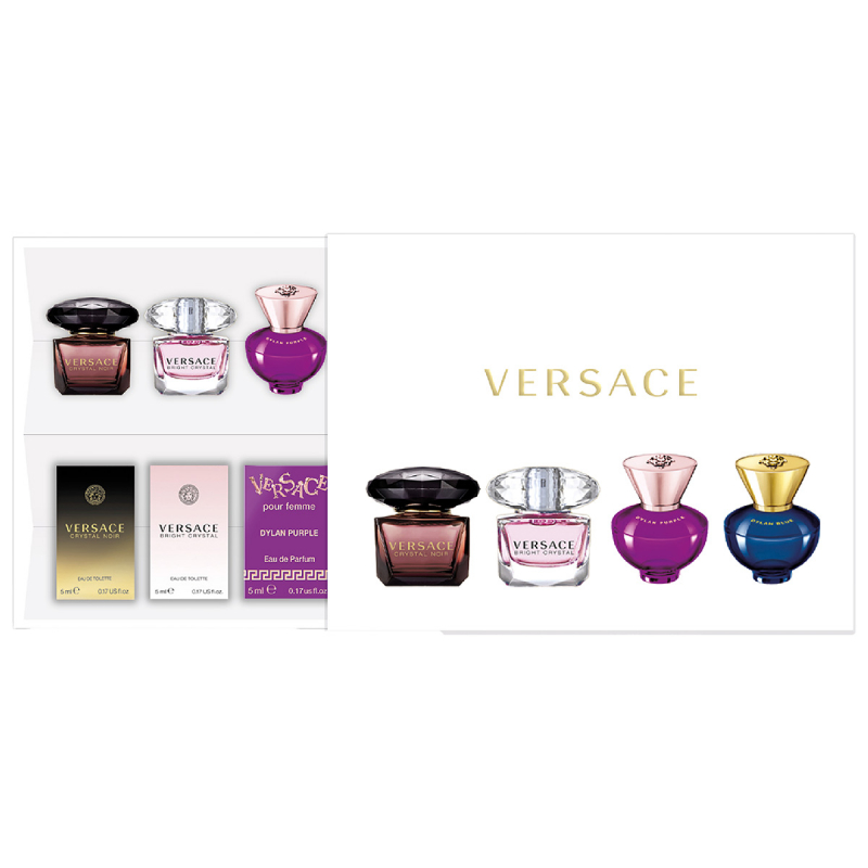 Versace Gift Set Pour Femme Miniature Dylan Blue + Dylan Purple + Bright Crystal + Crystal Noir (4 x 5 ml)